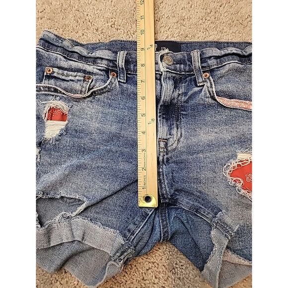 🔥 Gap Distressed Bandana Lined Denim Shorts – Size 2/26 Retro Skater Alt Style - Picture 6 of 7